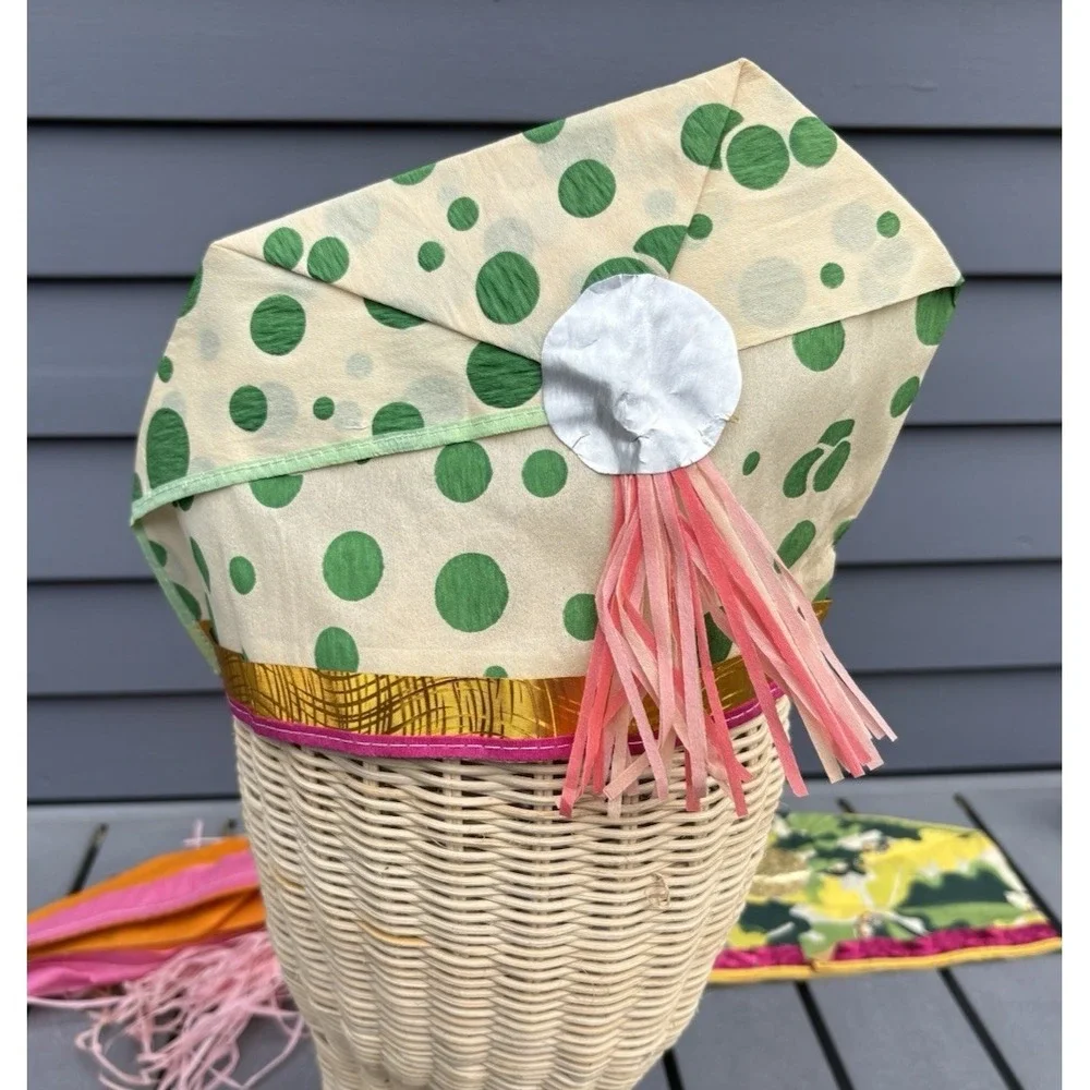 Vintage vibrant colorful crepe paper party hats 1930's unused deadstock USA